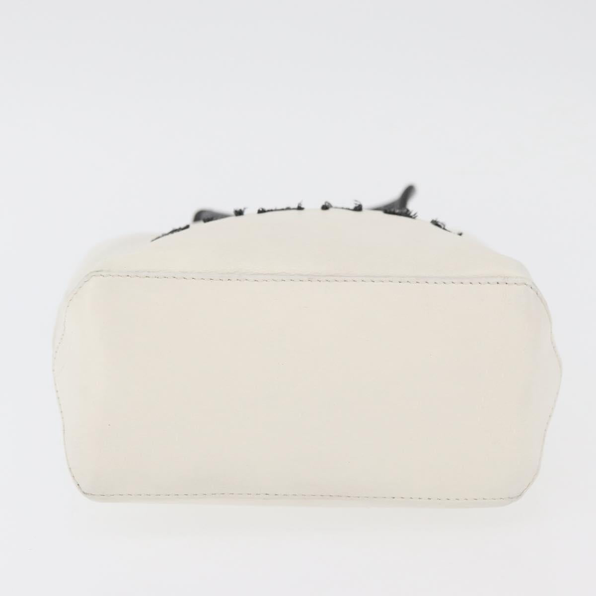 CHANEL Essential Hand Bag Leather White CC Auth 178954V