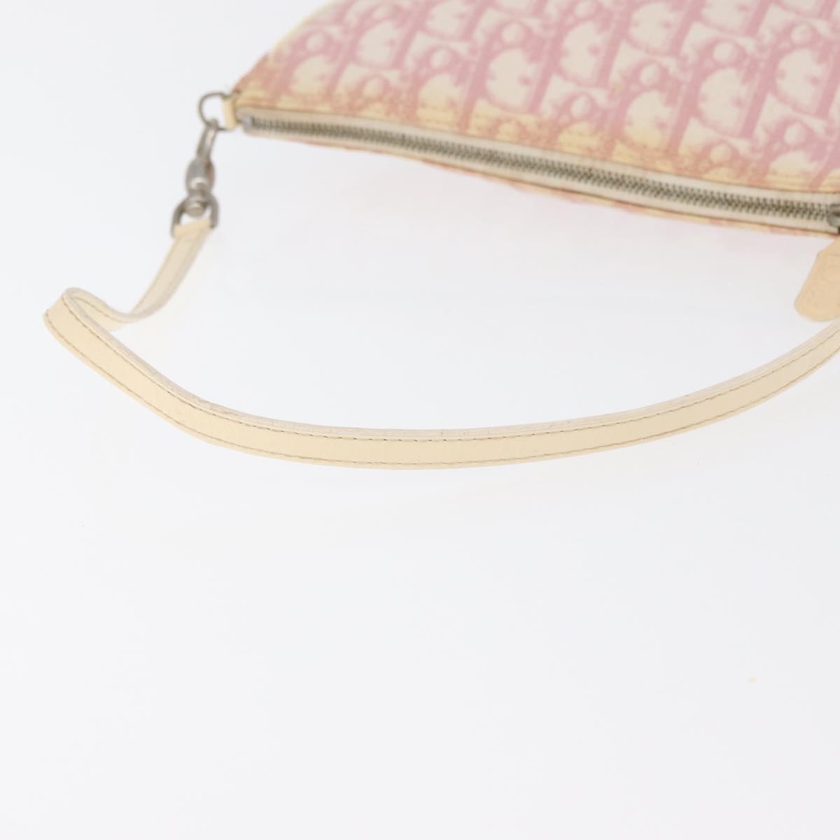 Christian Dior Trotter Canvas Saddle Pouch PVC Pink Silver Auth 178955