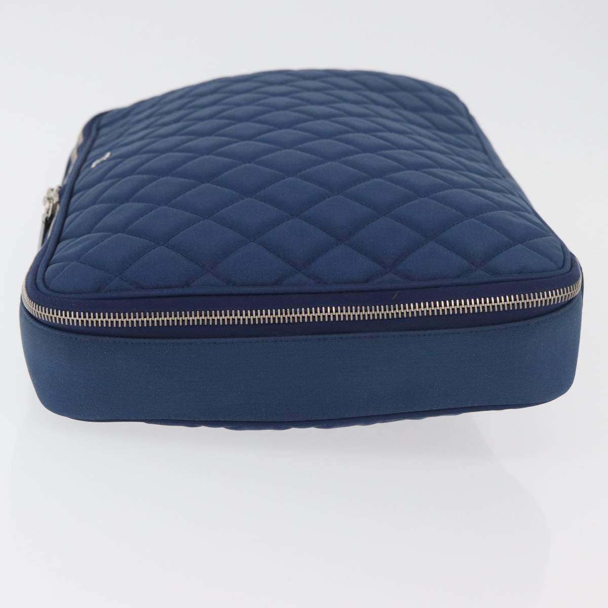 CHANEL Matelasse Christmas 2012 PC Case Nylon Blue Silver CC Auth 178958A