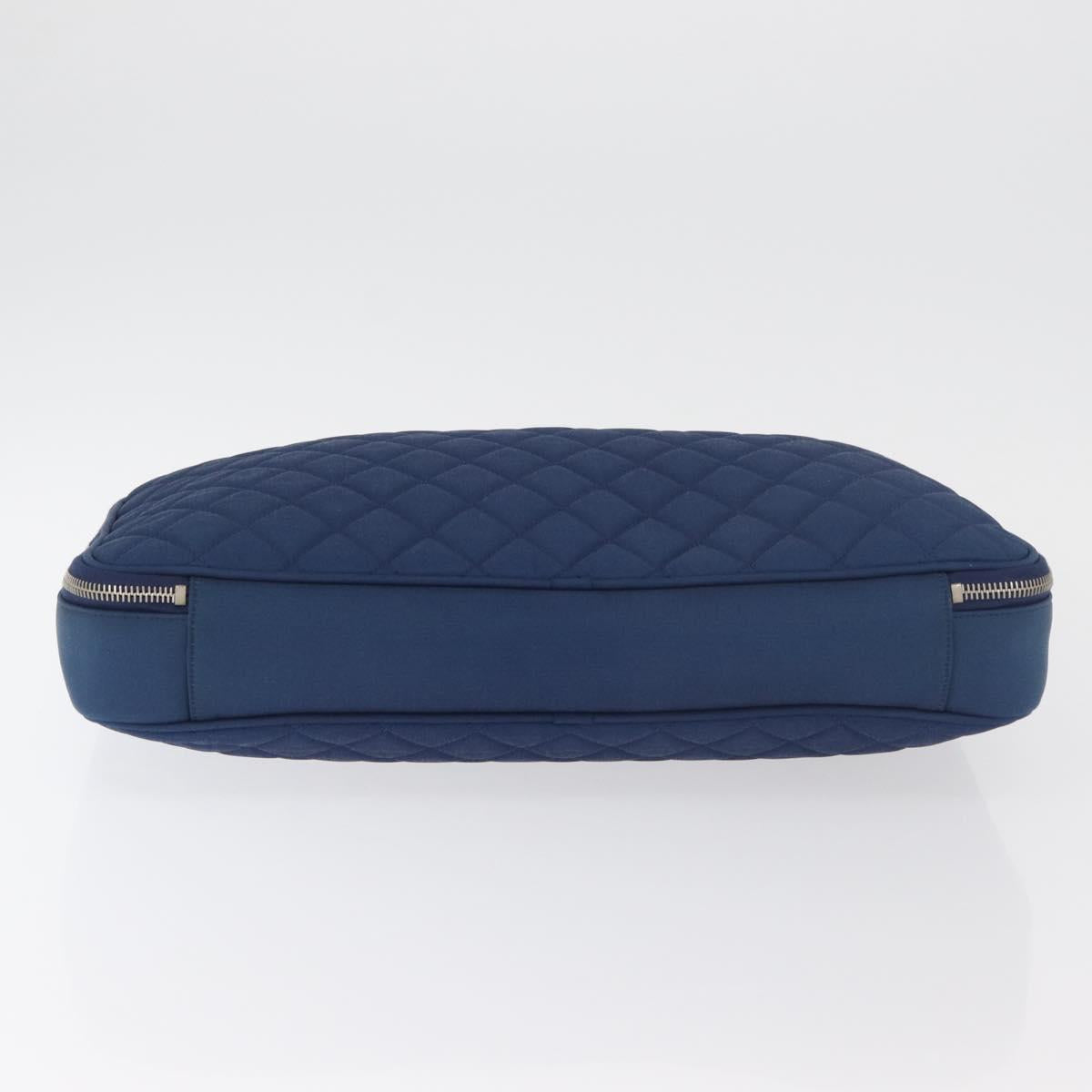 CHANEL Matelasse Christmas 2012 PC Case Nylon Blue Silver CC Auth 178958A