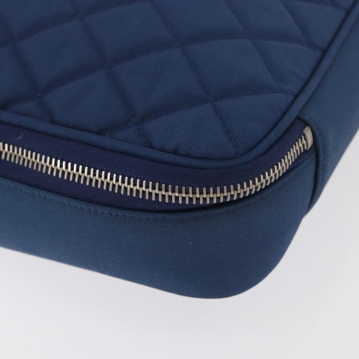 CHANEL Matelasse Christmas 2012 PC Case Nylon Blue Silver CC Auth 178958A