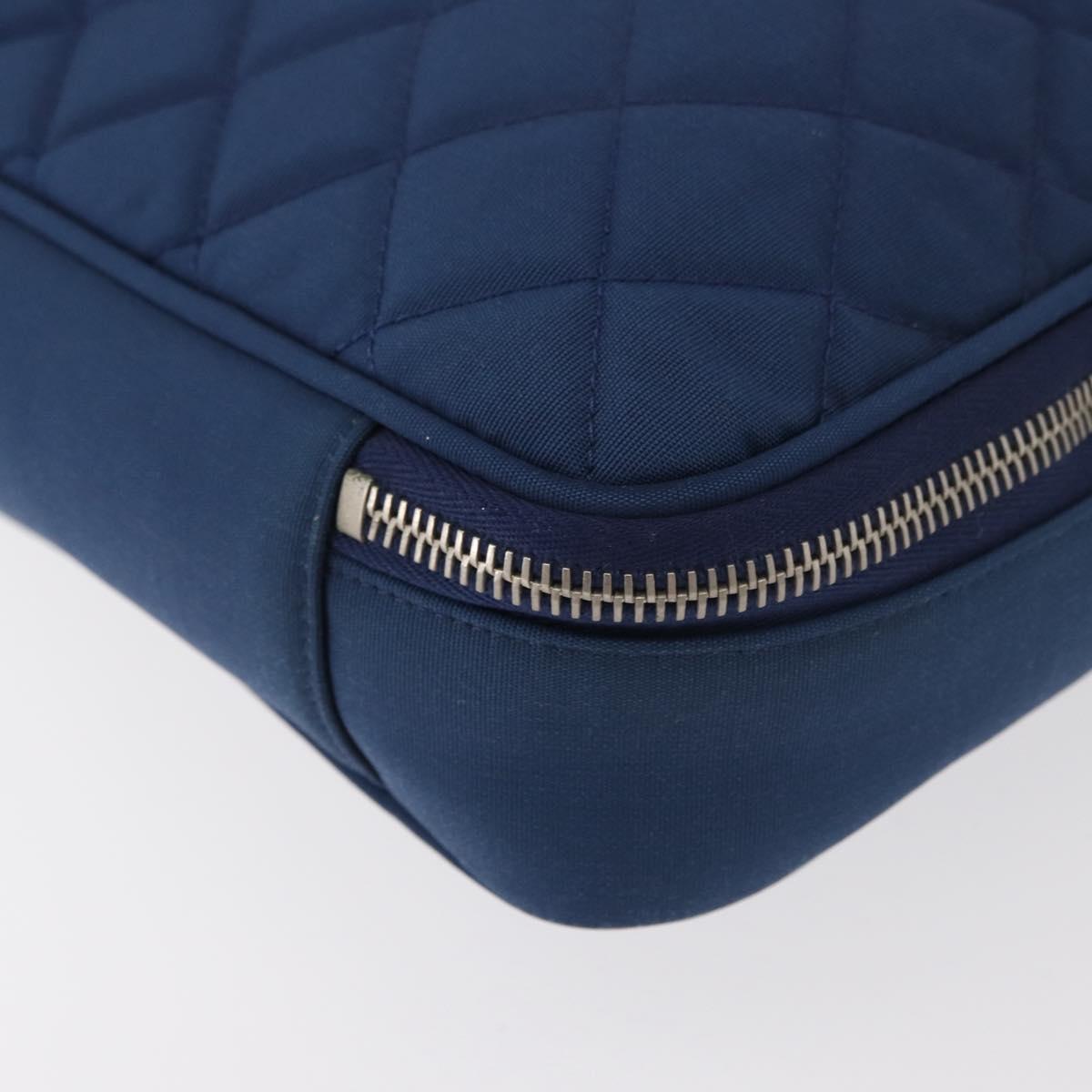 CHANEL Matelasse Christmas 2012 PC Case Nylon Blue Silver CC Auth 178958A