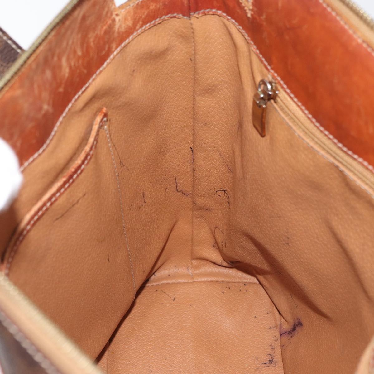CELINE Macadam Canvas Hand Bag PVC Leather Brown Gold Auth 178960