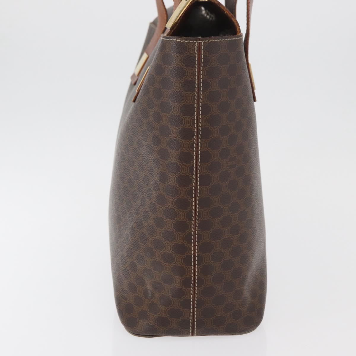 CELINE Macadam Canvas Hand Bag PVC Leather Brown Gold Auth 178960
