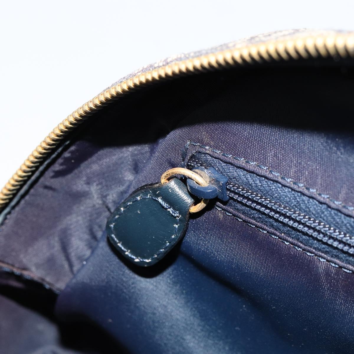 Christian Dior Trotter Canvas Double Saddle Boston Bag Navy Gold Auth 178964A