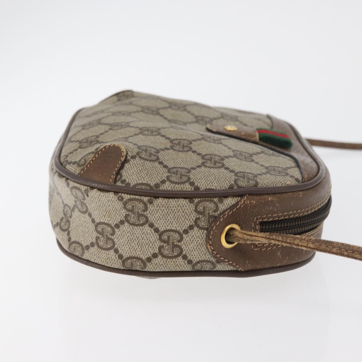 GUCCI GG Supreme Web Sherry Line Bag PVC Beige Gold 89 02 066 Auth 178969