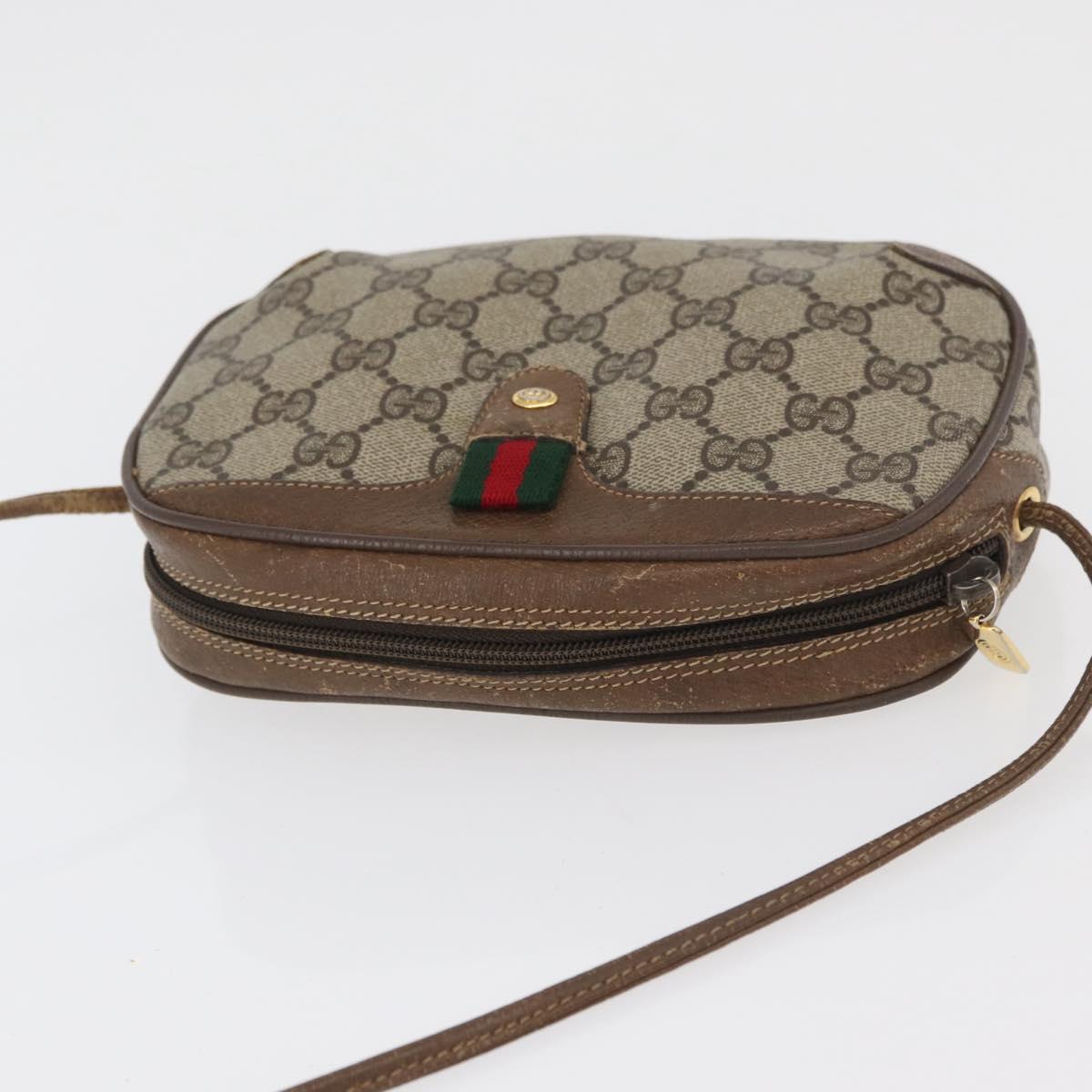 GUCCI GG Supreme Web Sherry Line Bag PVC Beige Gold 89 02 066 Auth 178969