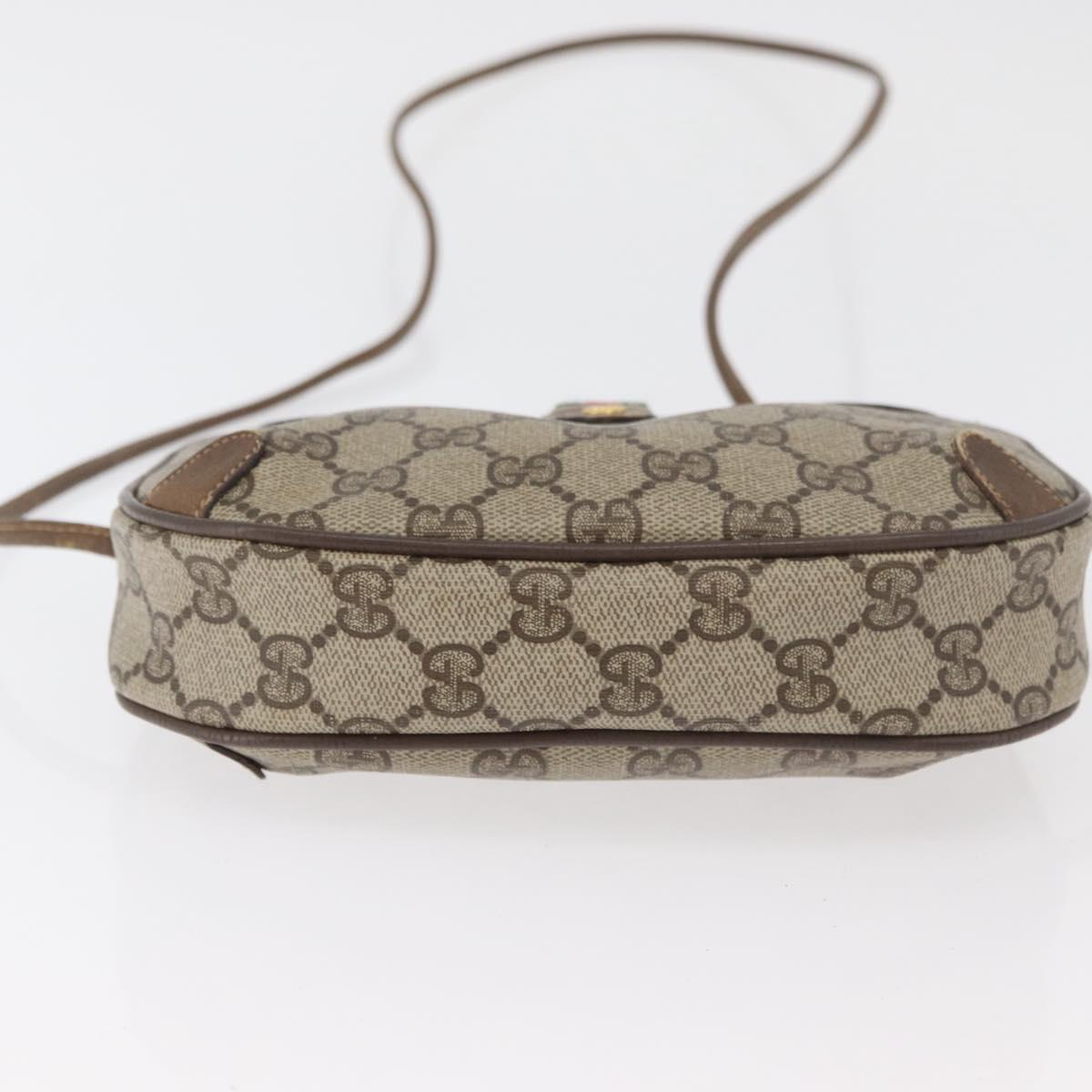 GUCCI GG Supreme Web Sherry Line Bag PVC Beige Gold 89 02 066 Auth 178969