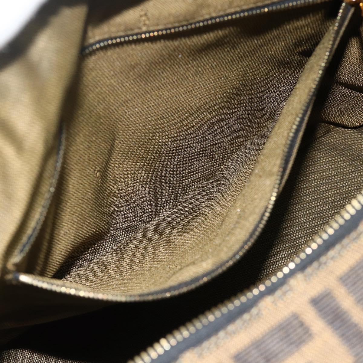 FENDI Zucca Canvas Vanity Pouch Brown Black Auth 178970