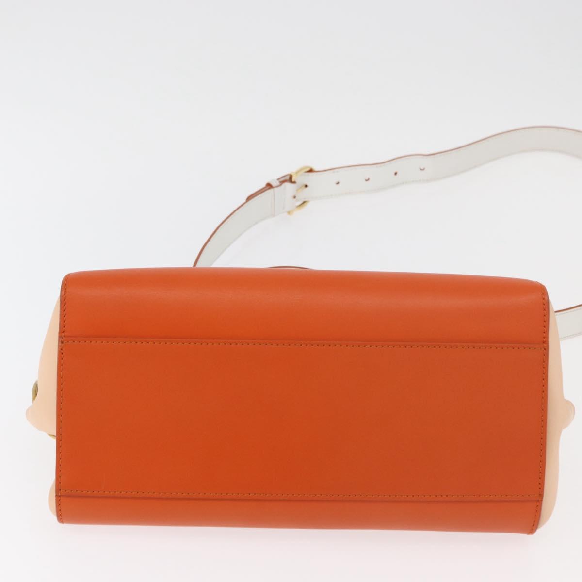 Salvatore Ferragamo Gancini Sofia Hand Bag Leather 2way Orange Gold Auth 178971A