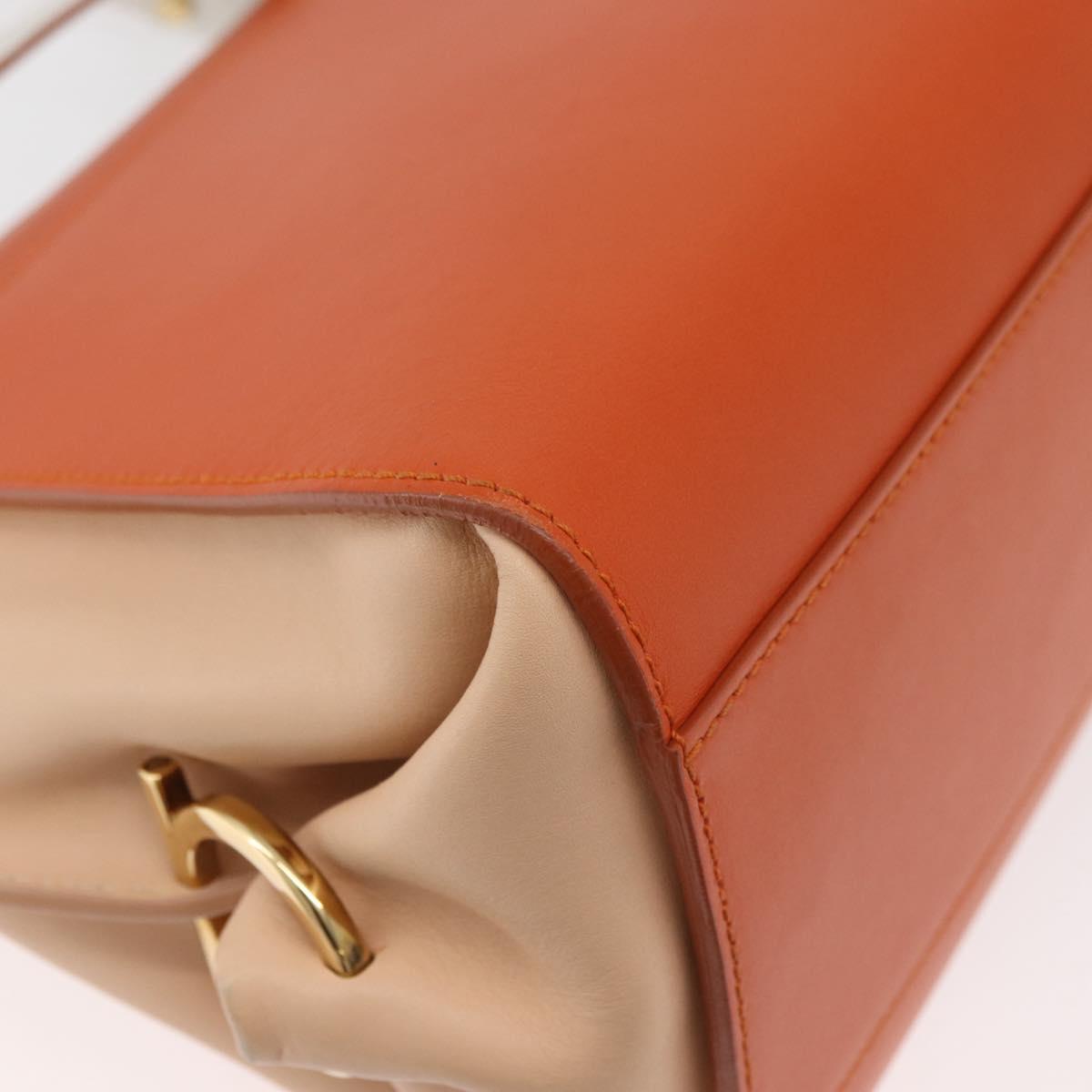 Salvatore Ferragamo Gancini Sofia Hand Bag Leather 2way Orange Gold Auth 178971A