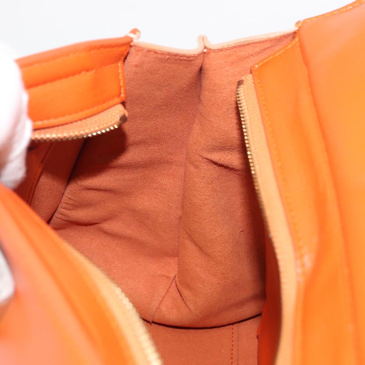 Salvatore Ferragamo Gancini Sofia Hand Bag Leather 2way Orange Gold Auth 178971A