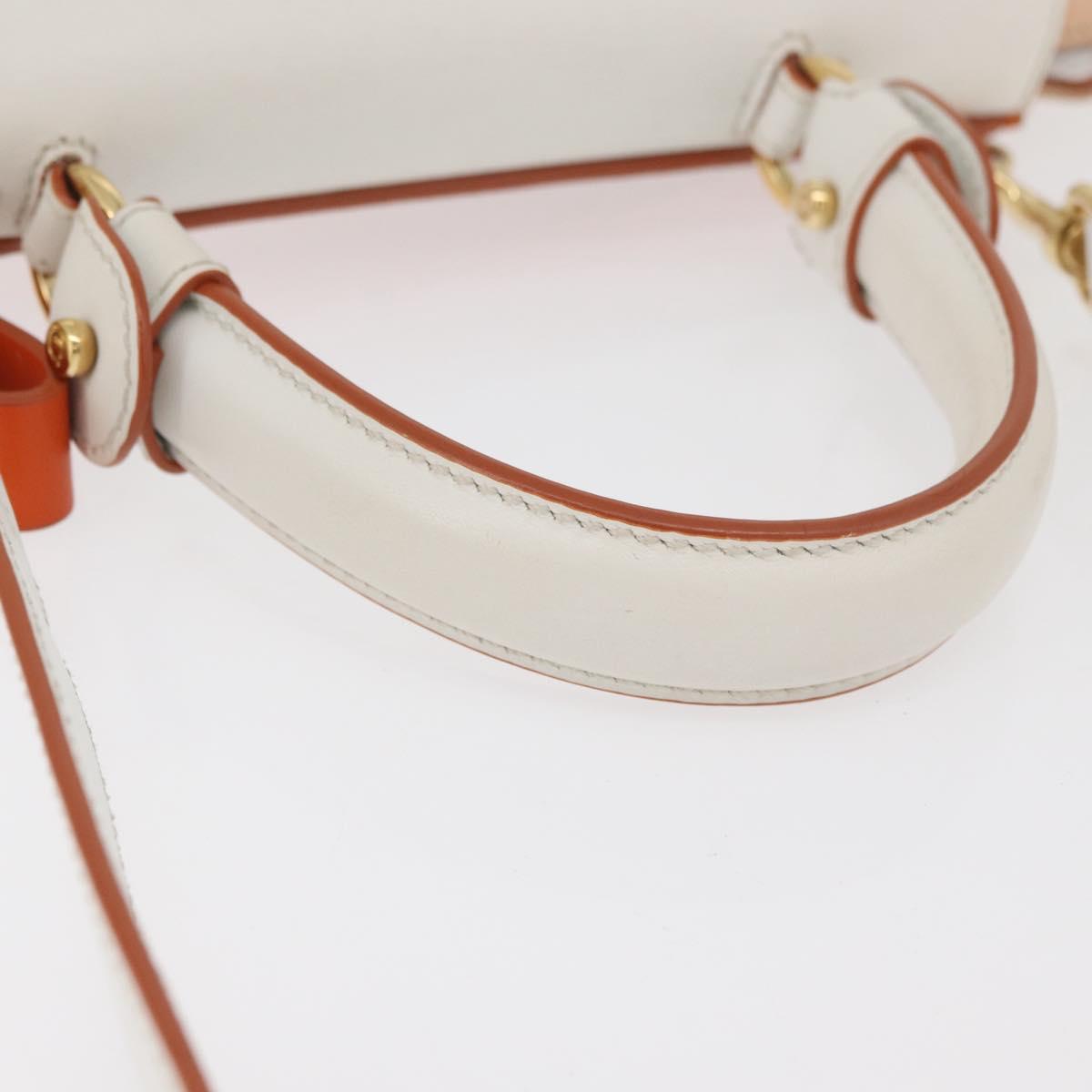 Salvatore Ferragamo Gancini Sofia Hand Bag Leather 2way Orange Gold Auth 178971A
