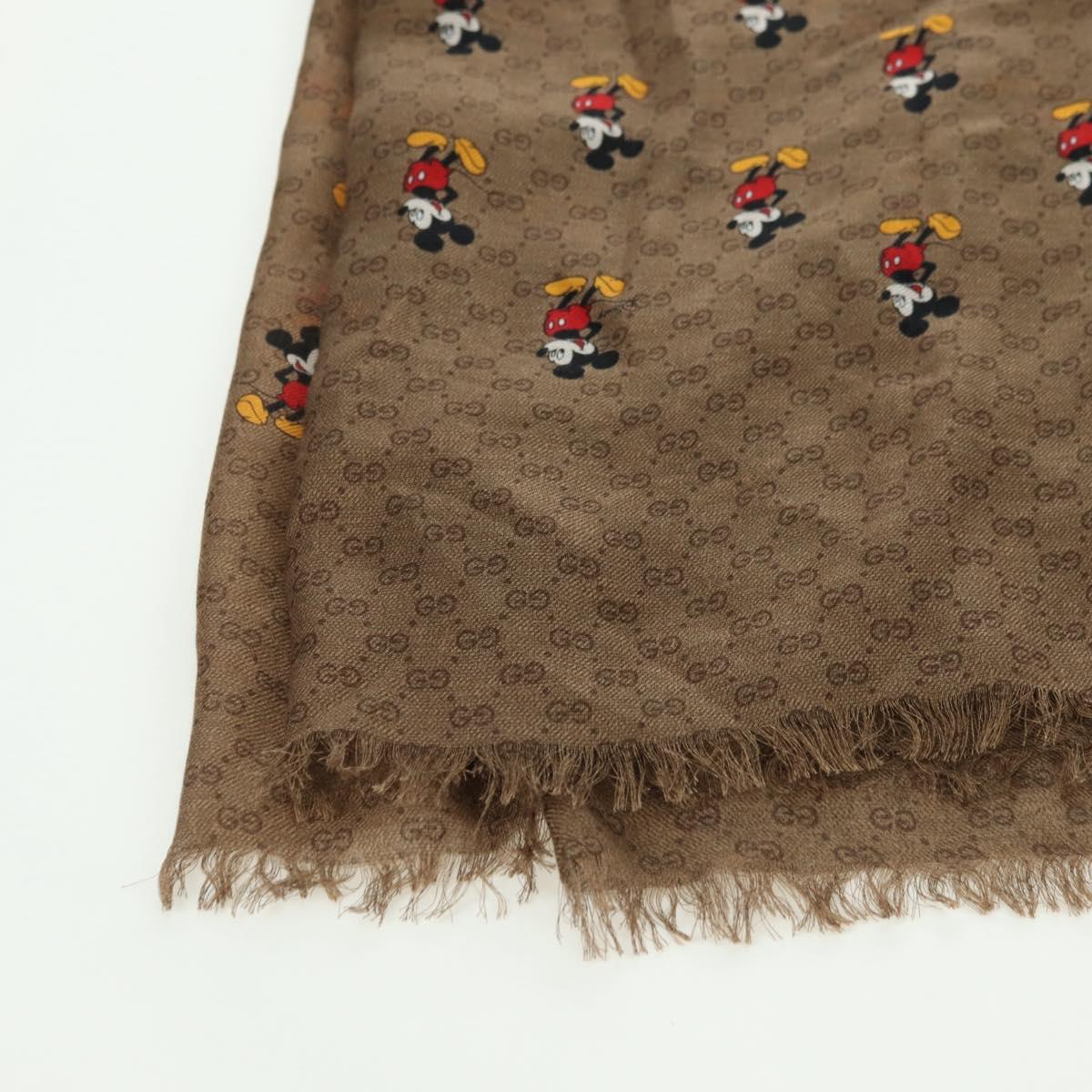GUCCI MicroGG Disney Collaboration Mickey Mouse Stole Silk Beige Auth 178978SAM