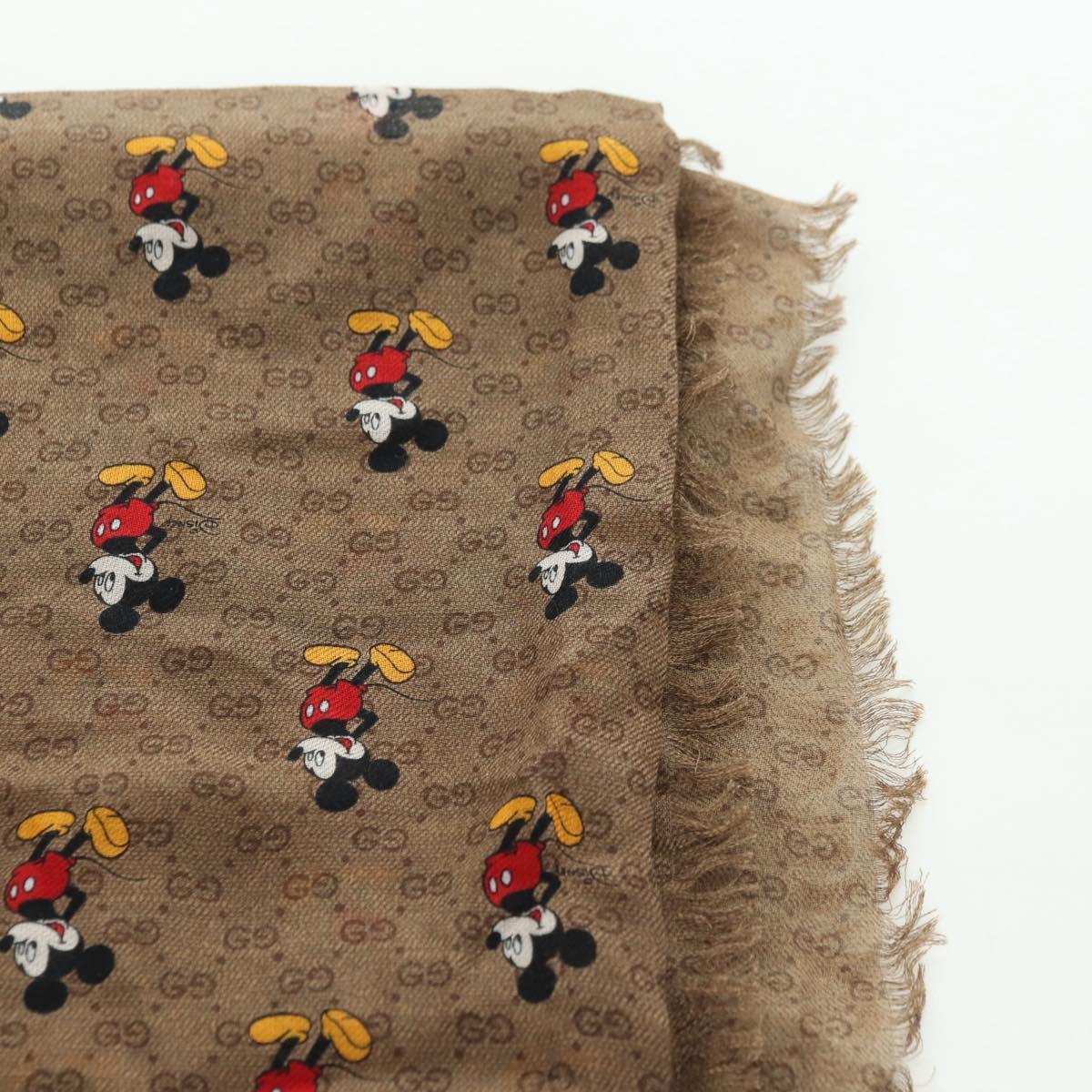 GUCCI MicroGG Disney Collaboration Mickey Mouse Stole Silk Beige Auth 178978SAM