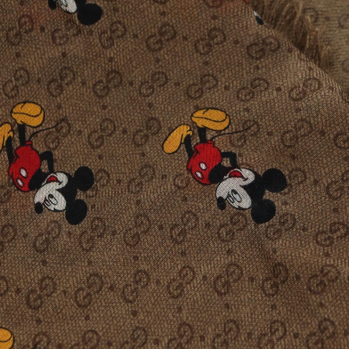 GUCCI MicroGG Disney Collaboration Mickey Mouse Stole Silk Beige Auth 178978SAM