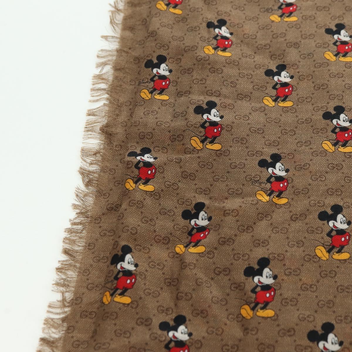 GUCCI MicroGG Disney Collaboration Mickey Mouse Stole Silk Beige Auth 178978SAM
