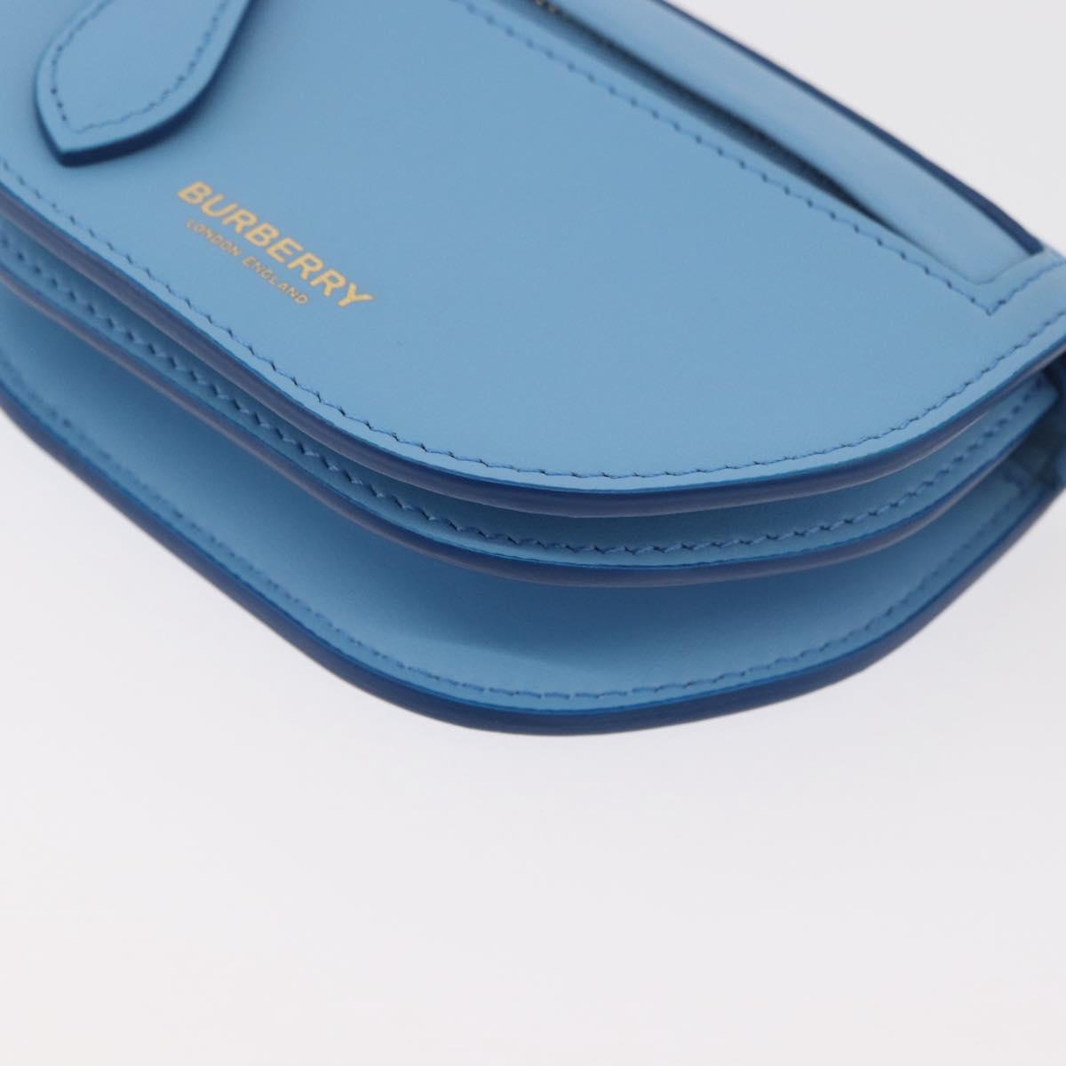 BURBERRY Shoulder Pouch Shoulder Bag Leather Light Blue Gold Auth 178979V