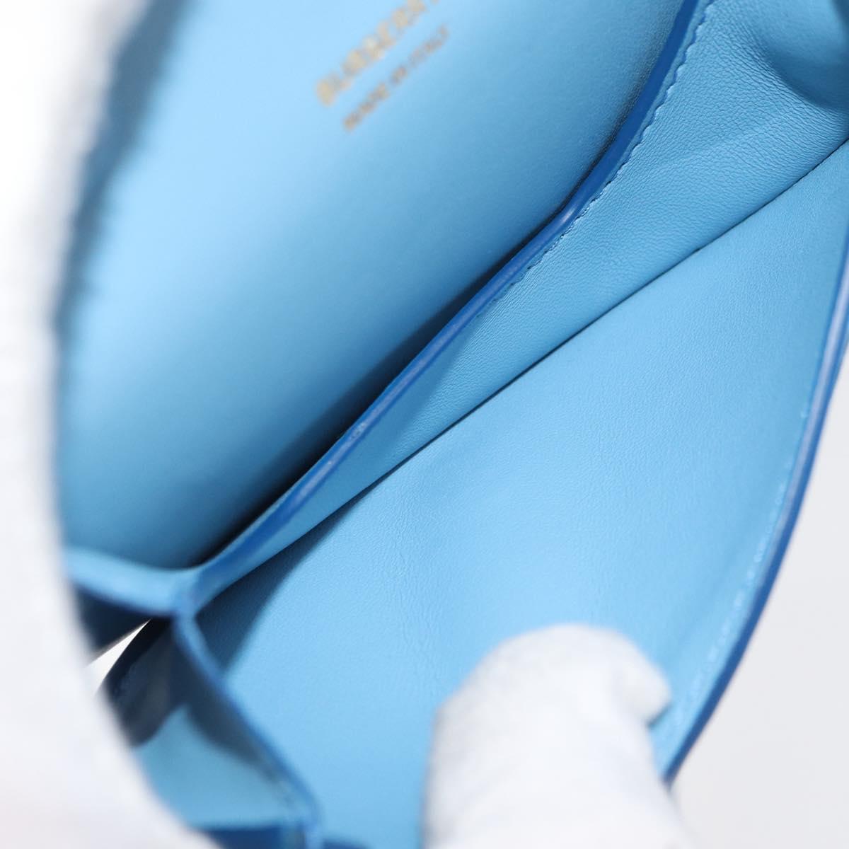 BURBERRY Shoulder Pouch Shoulder Bag Leather Light Blue Gold Auth 178979V