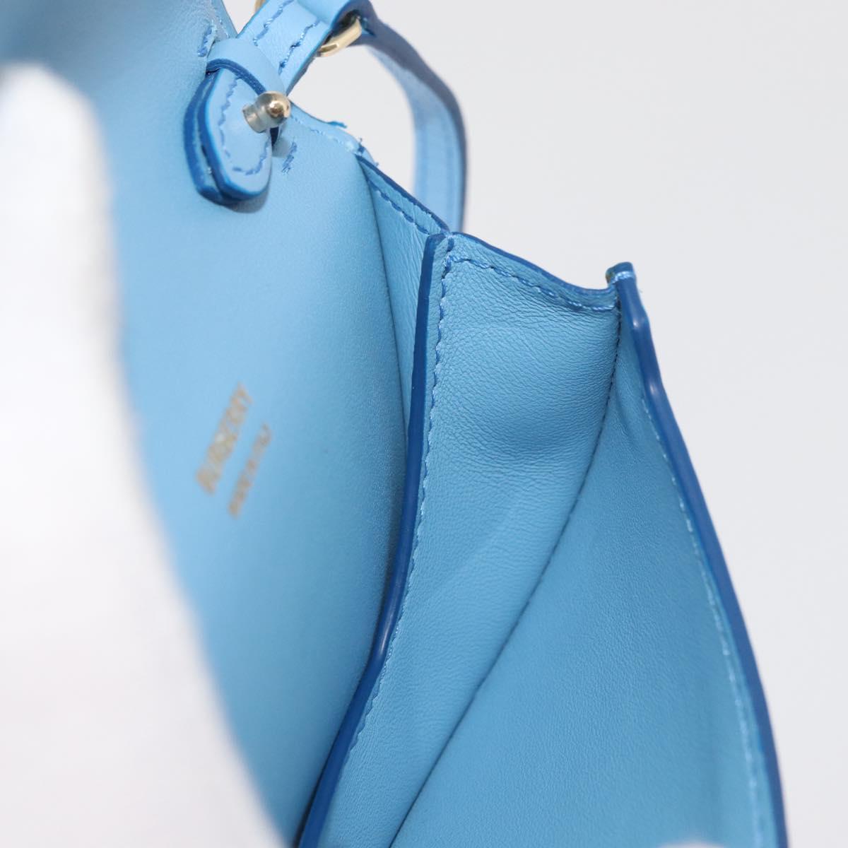 BURBERRY Shoulder Pouch Shoulder Bag Leather Light Blue Gold Auth 178979V