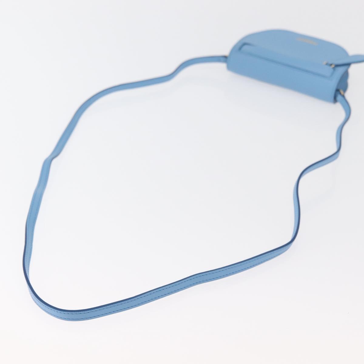 BURBERRY Shoulder Pouch Shoulder Bag Leather Light Blue Gold Auth 178979V