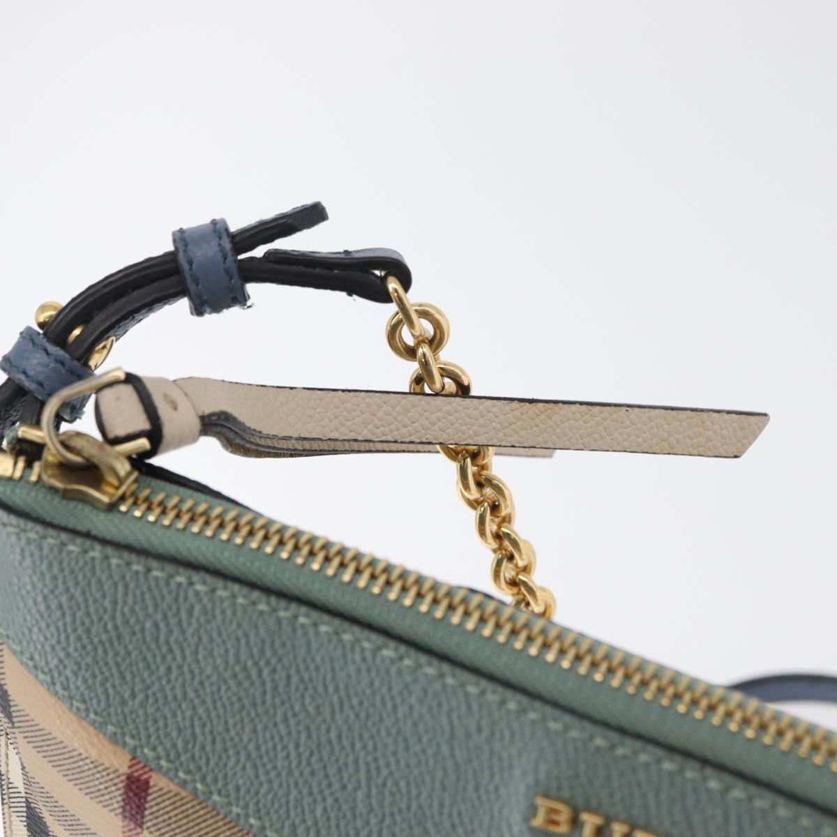 BURBERRY Nova Check Chain Shoulder Bag PVC Beige Gold Auth 178990A