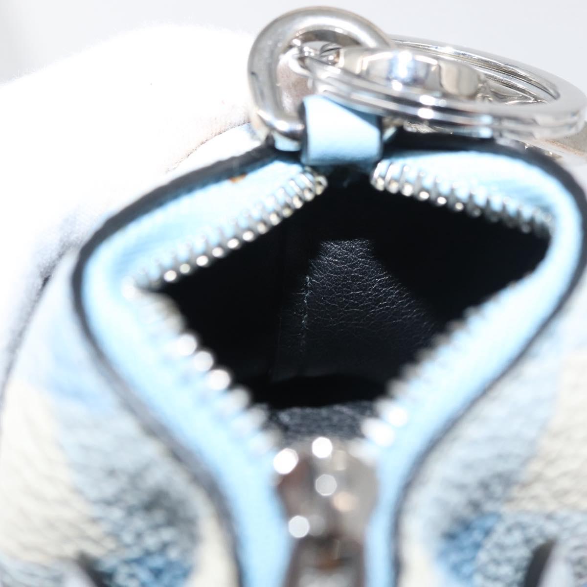 LOEWE Elephant Bag Charm Leather Light Blue Auth 178998SAM