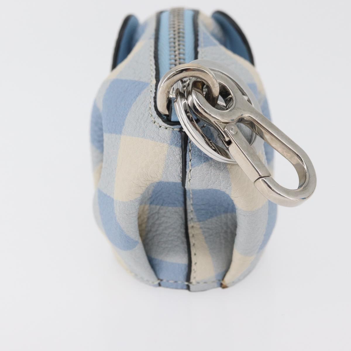 LOEWE Elephant Bag Charm Leather Light Blue Auth 178998SAM