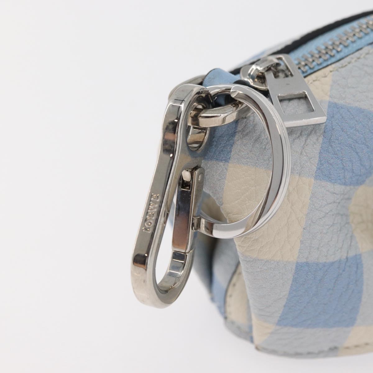 LOEWE Elephant Bag Charm Leather Light Blue Auth 178998SAM