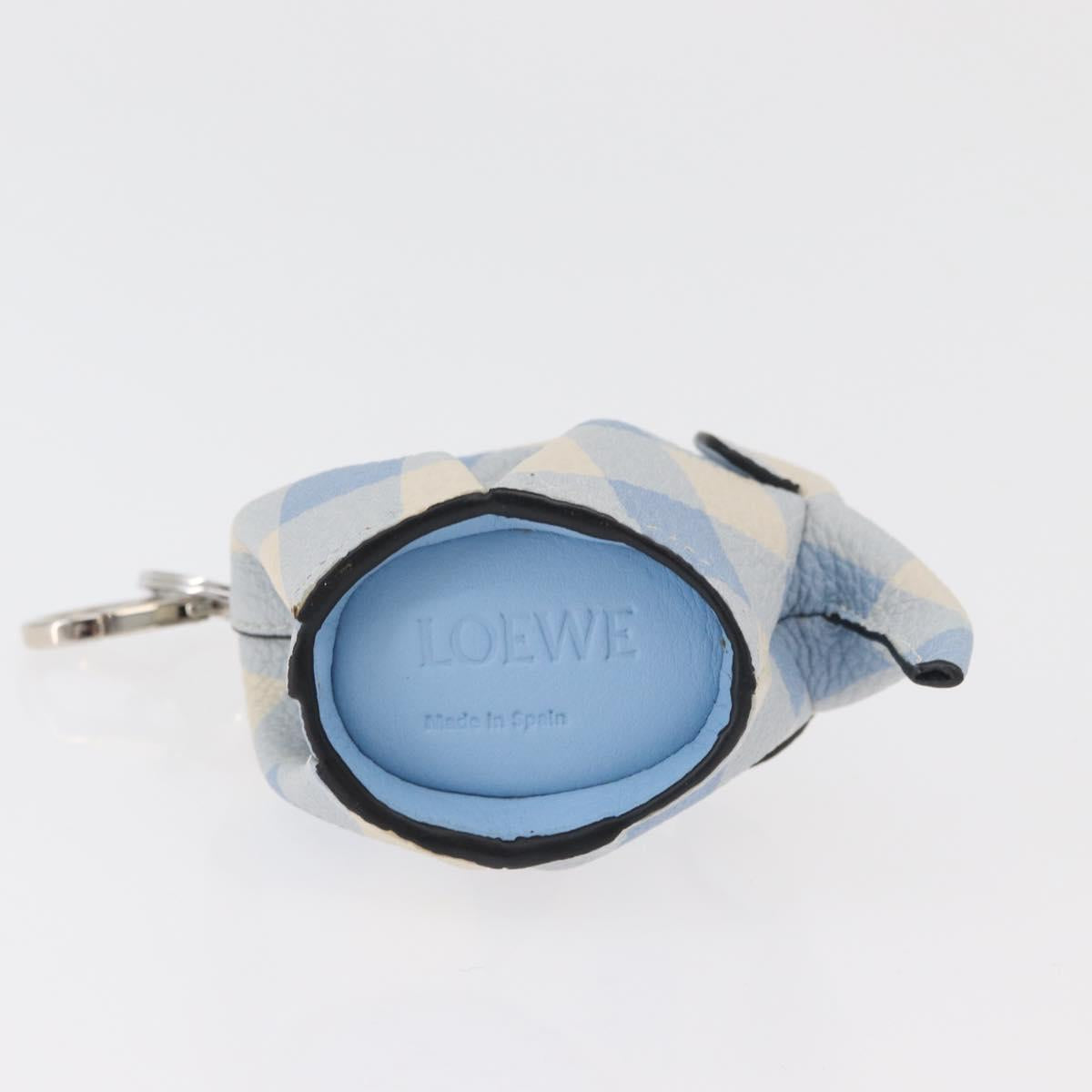 LOEWE Elephant Bag Charm Leather Light Blue Auth 178998SAM