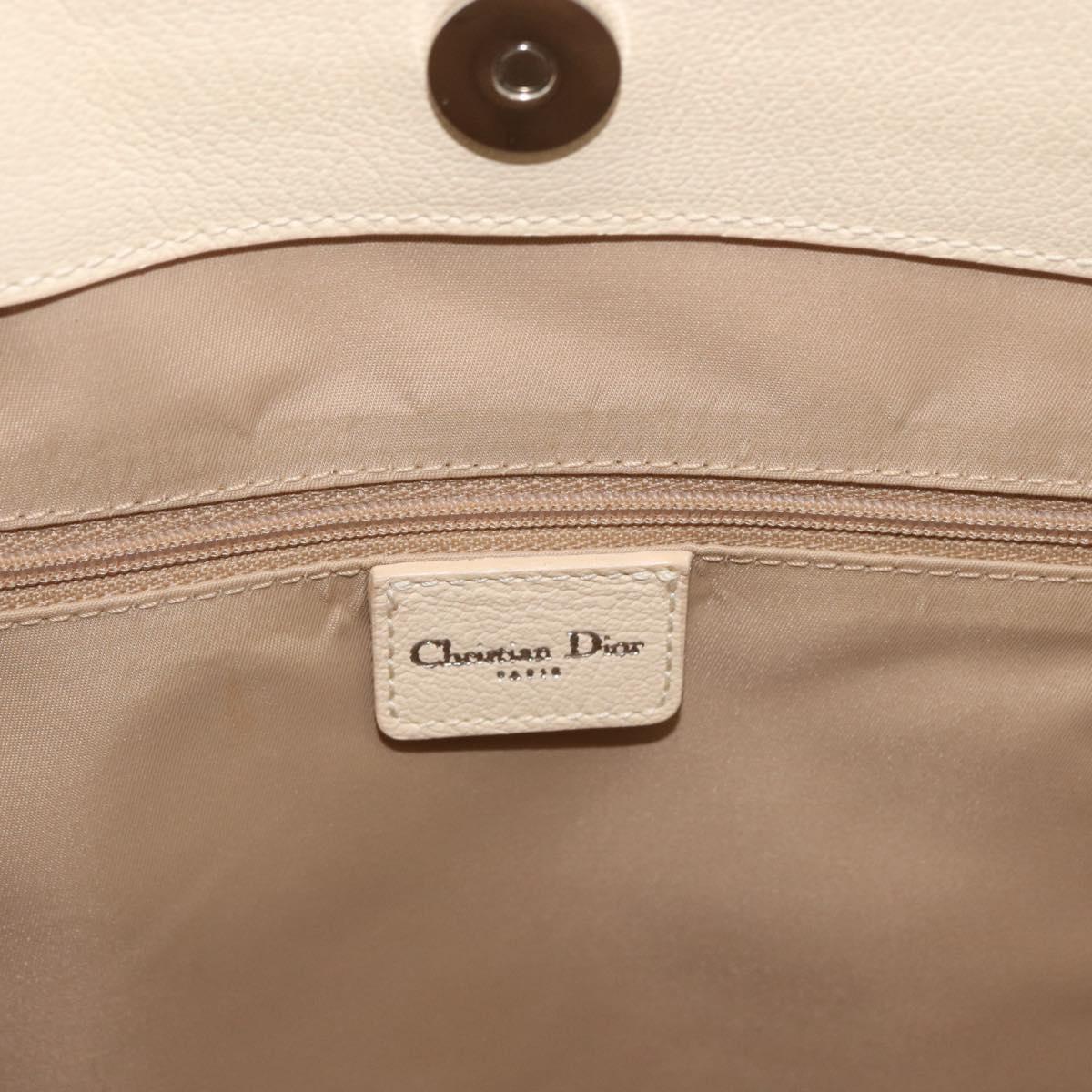 Christian Dior Trotter Canvas Tote Bag Beige Silver Auth 179002A