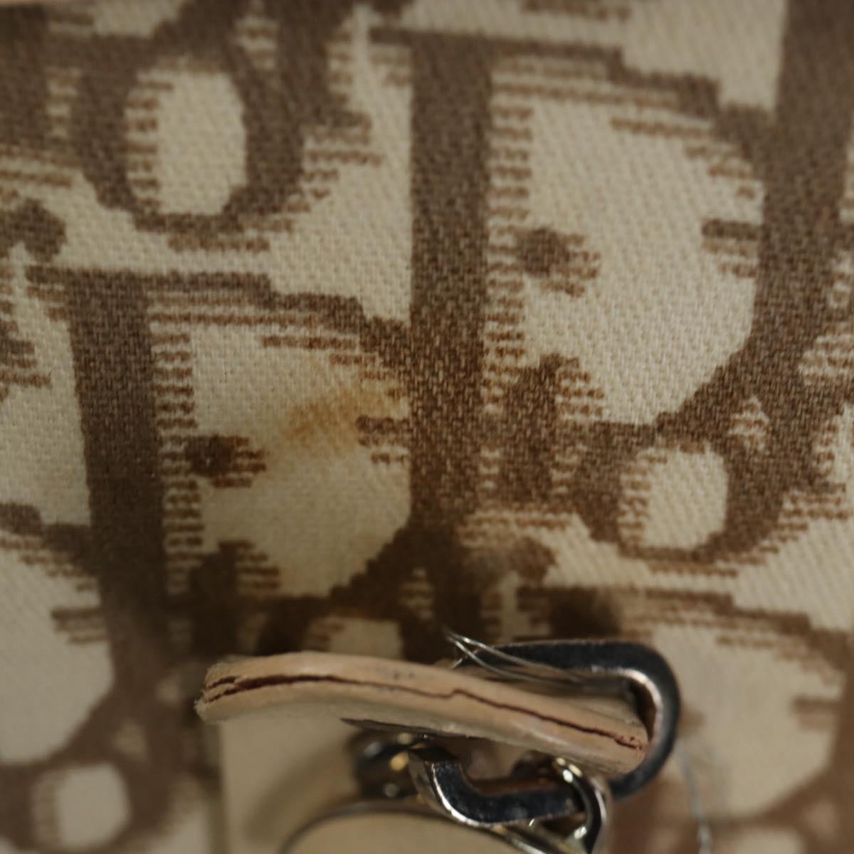 Christian Dior Trotter Canvas Tote Bag Beige Silver Auth 179002A