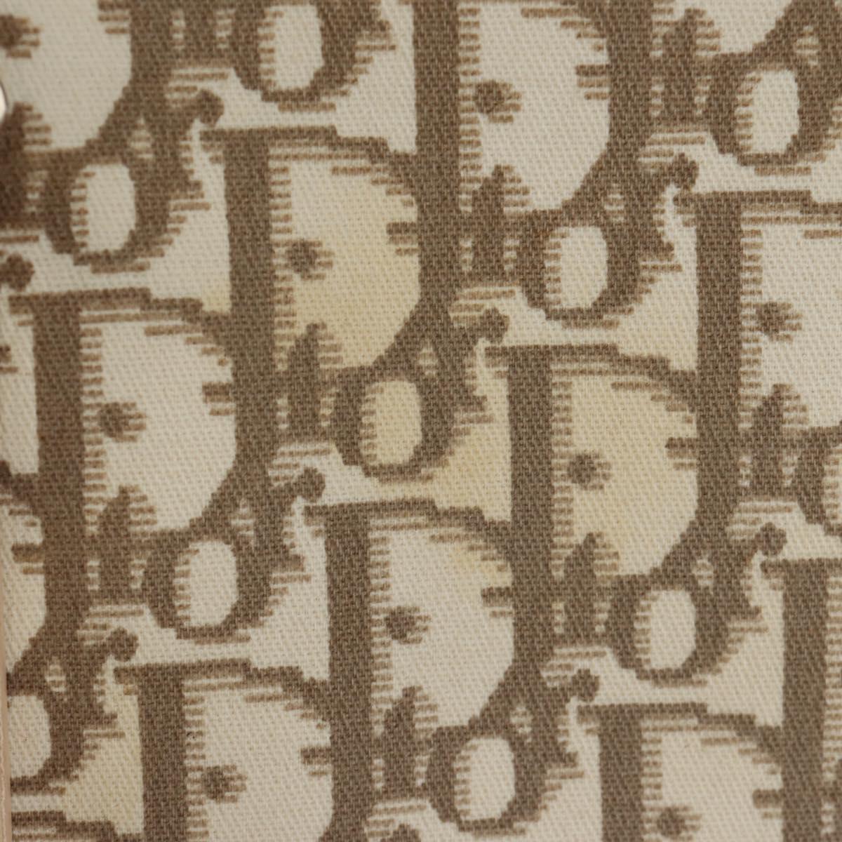 Christian Dior Trotter Canvas Tote Bag Beige Silver Auth 179002A