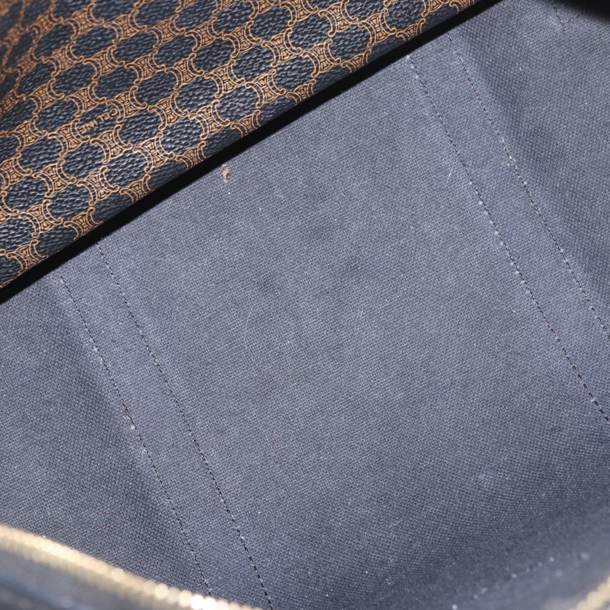 CELINE Macadam Canvas Boston Bag PVC Leather Black Gold Auth 179006A