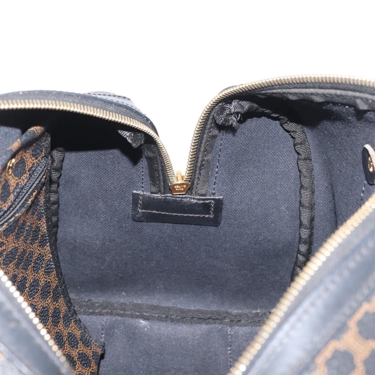 CELINE Macadam Canvas Boston Bag PVC Leather Black Gold Auth 179006A