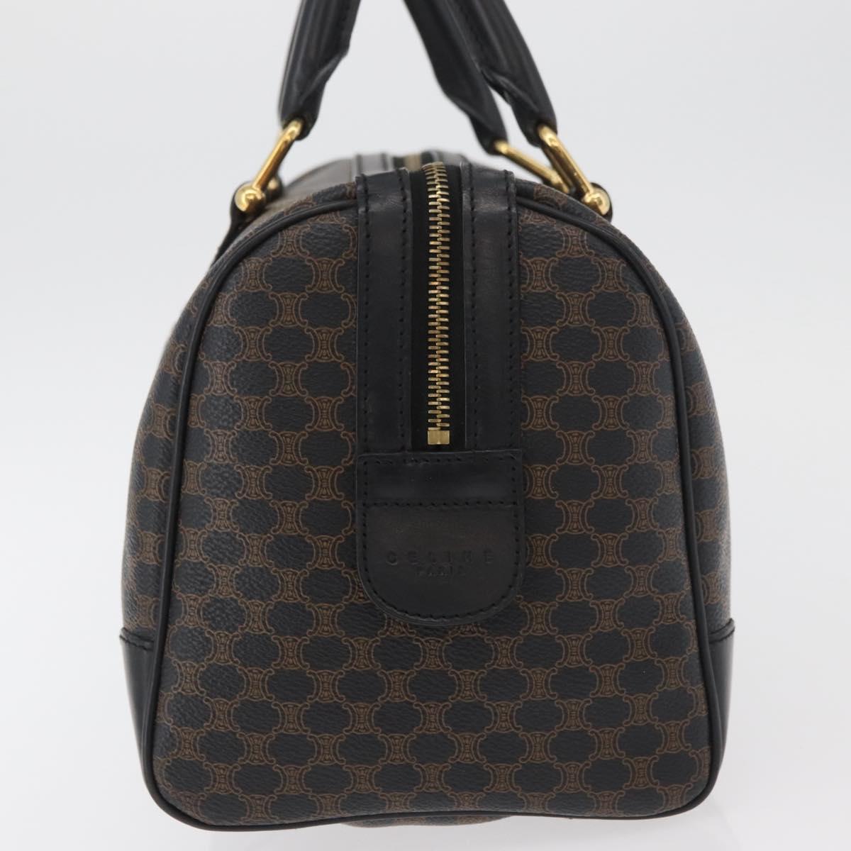 CELINE Macadam Canvas Boston Bag PVC Leather Black Gold Auth 179006A