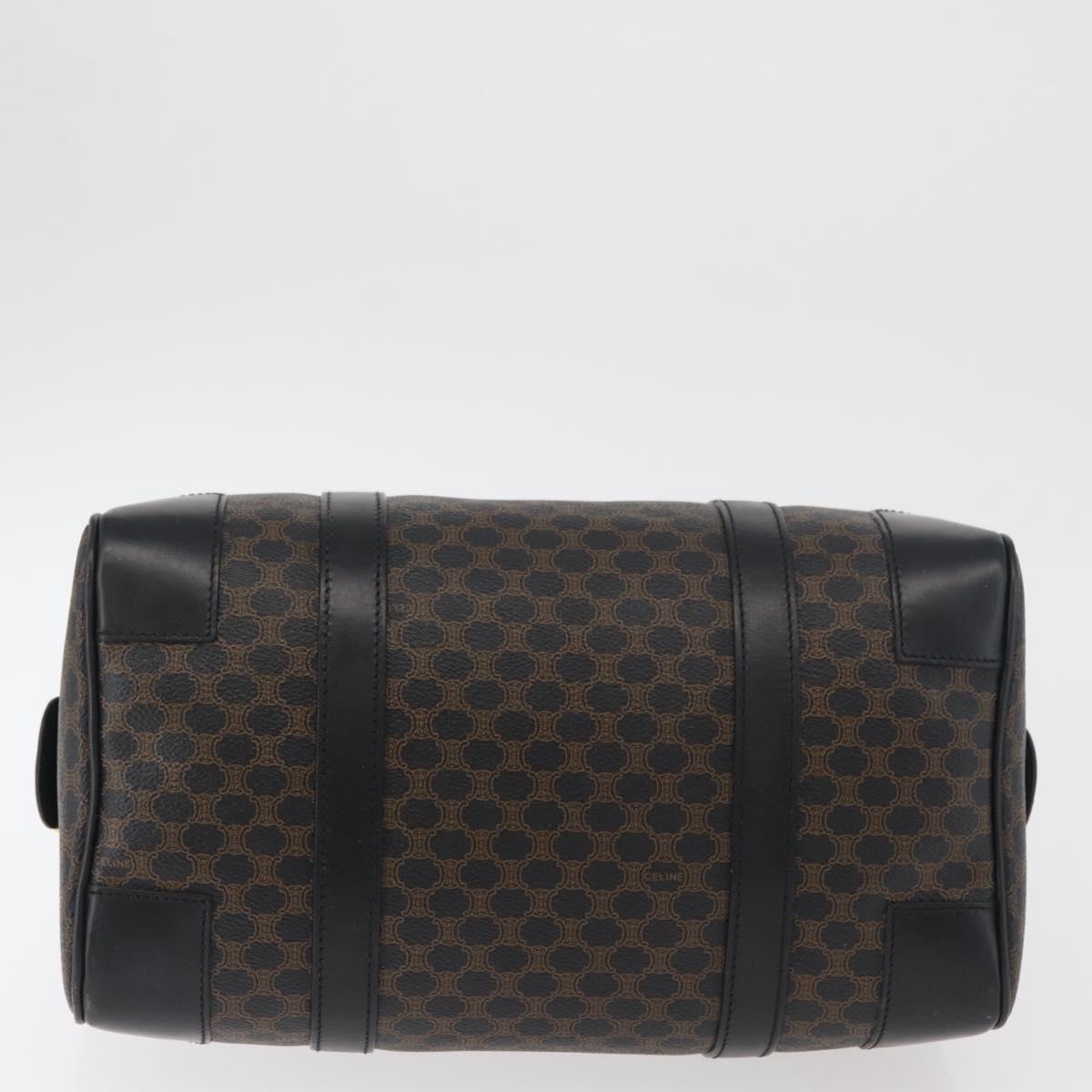 CELINE Macadam Canvas Boston Bag PVC Leather Black Gold Auth 179006A
