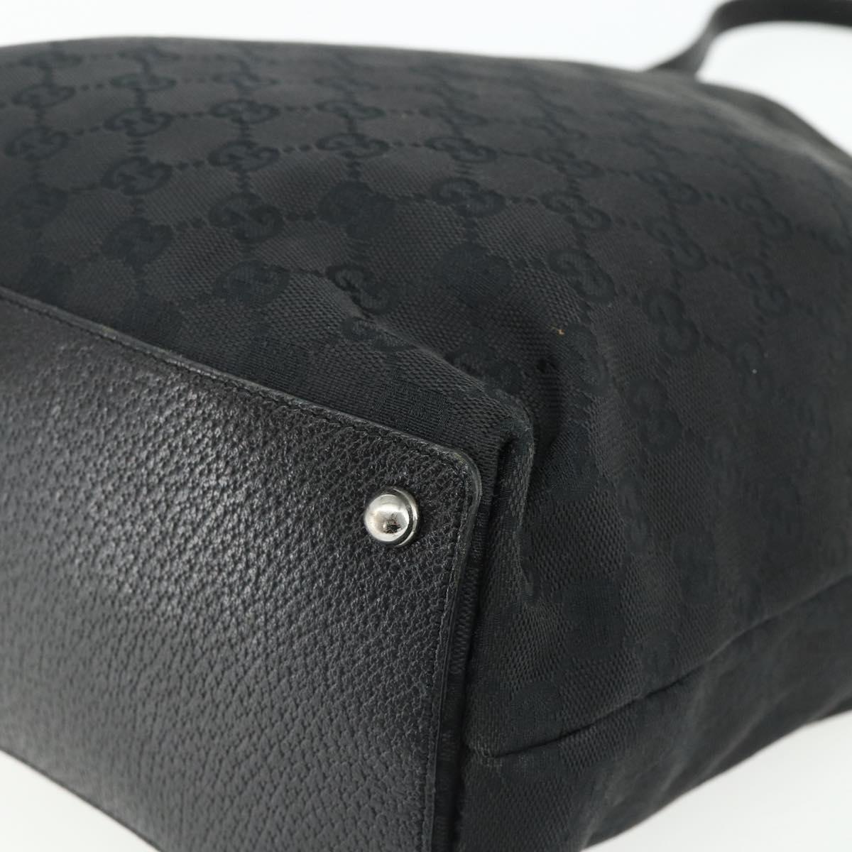 GUCCI GG Canvas Tote Bag Black Silver 120836 Auth 179008