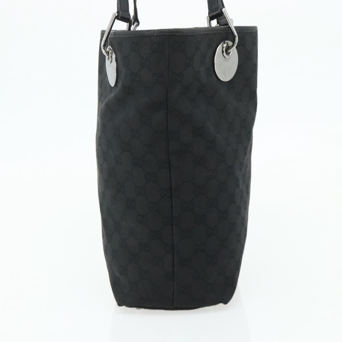 GUCCI GG Canvas Tote Bag Black Silver 120836 Auth 179008