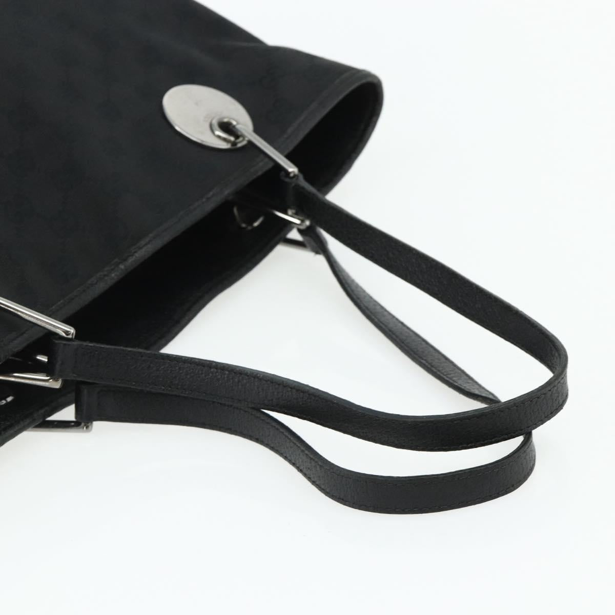 GUCCI GG Canvas Tote Bag Black Silver 120836 Auth 179008