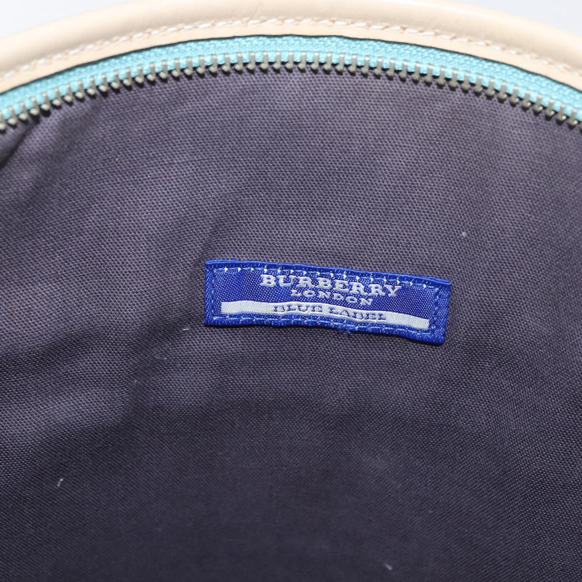 BURBERRY Nova Check Blue Label Shoulder Bag Canvas Light Blue Silver Auth 179010
