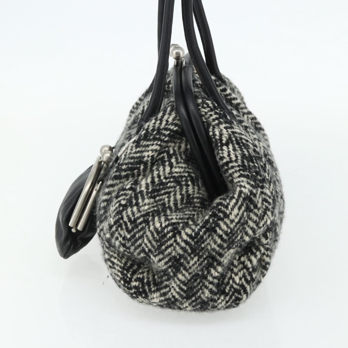 Miu Miu Shoulder Bag Tweed Black Silver Auth 179013A