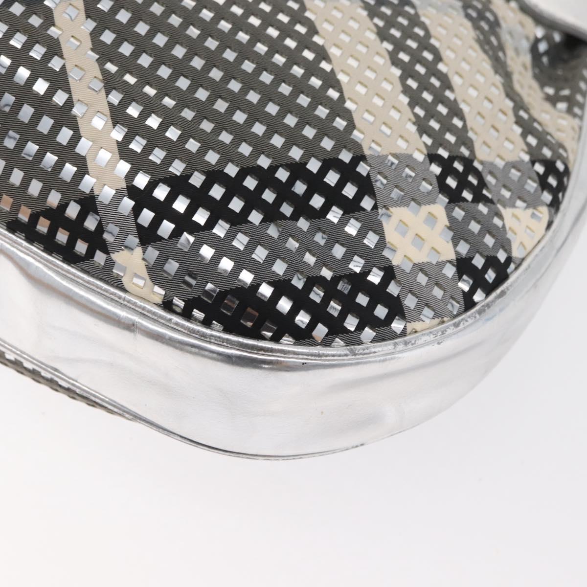 BURBERRY Nova Check Shoulder Bag Leather Silver Auth 179014