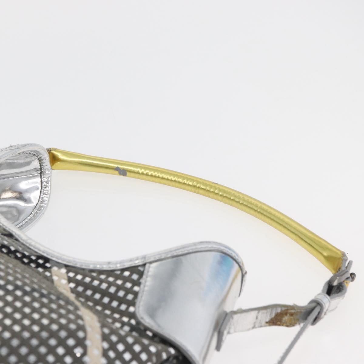 BURBERRY Nova Check Shoulder Bag Leather Silver Auth 179014