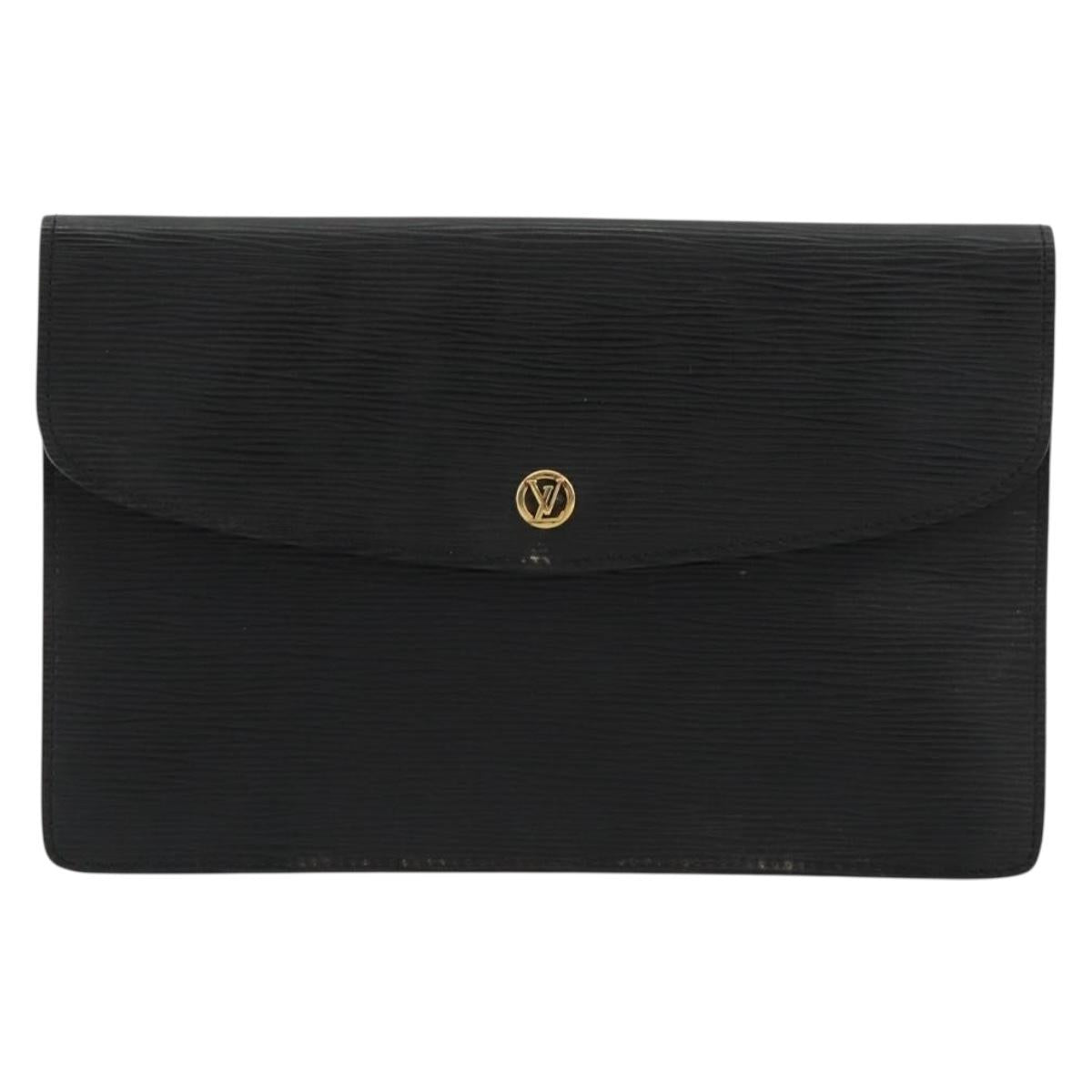 LOUIS VUITTON Epi Montaigne 27 Clutch Bag Black M52652 LV Auth 179016