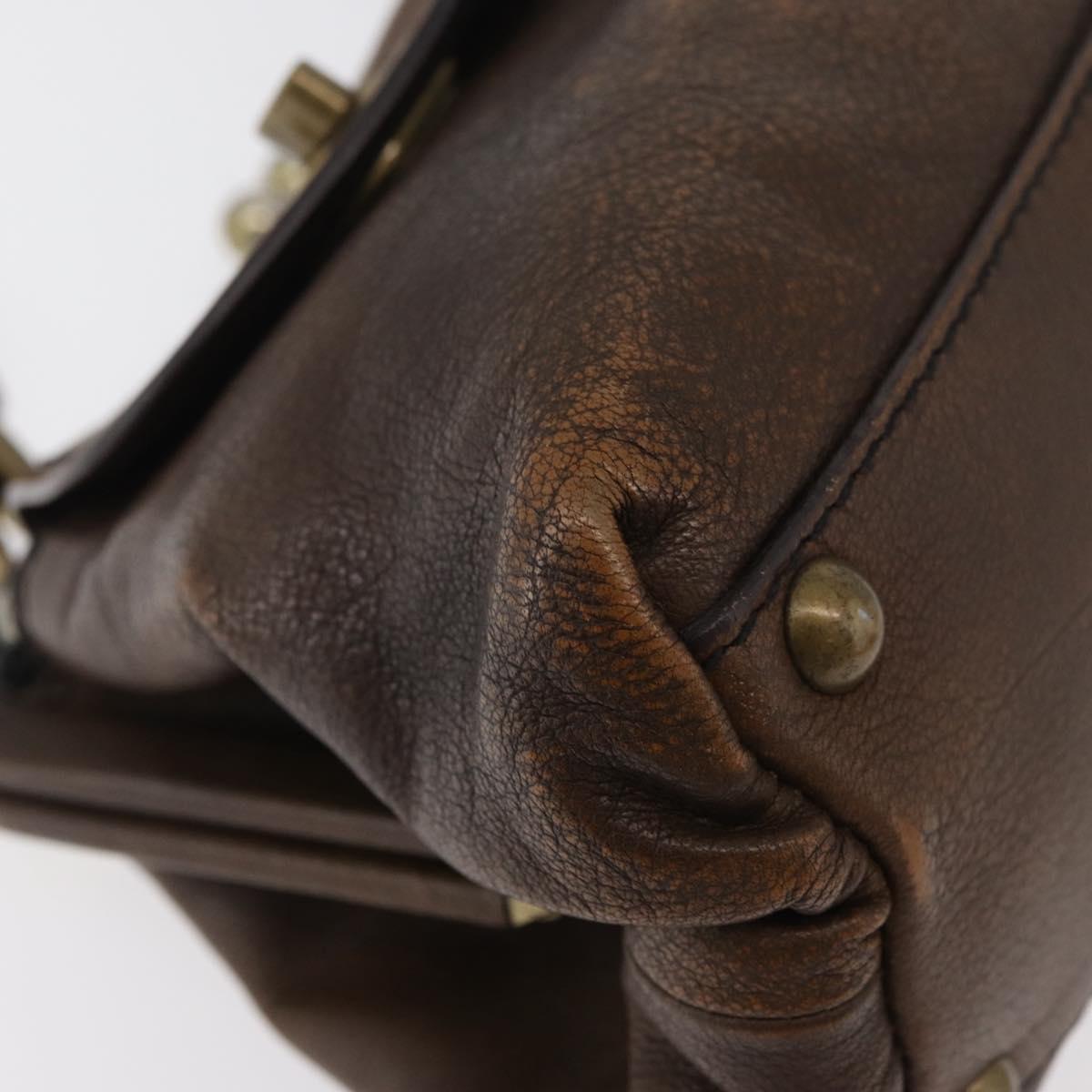 Miu Miu Hand Bag Leather Brown Silver Auth 179018V