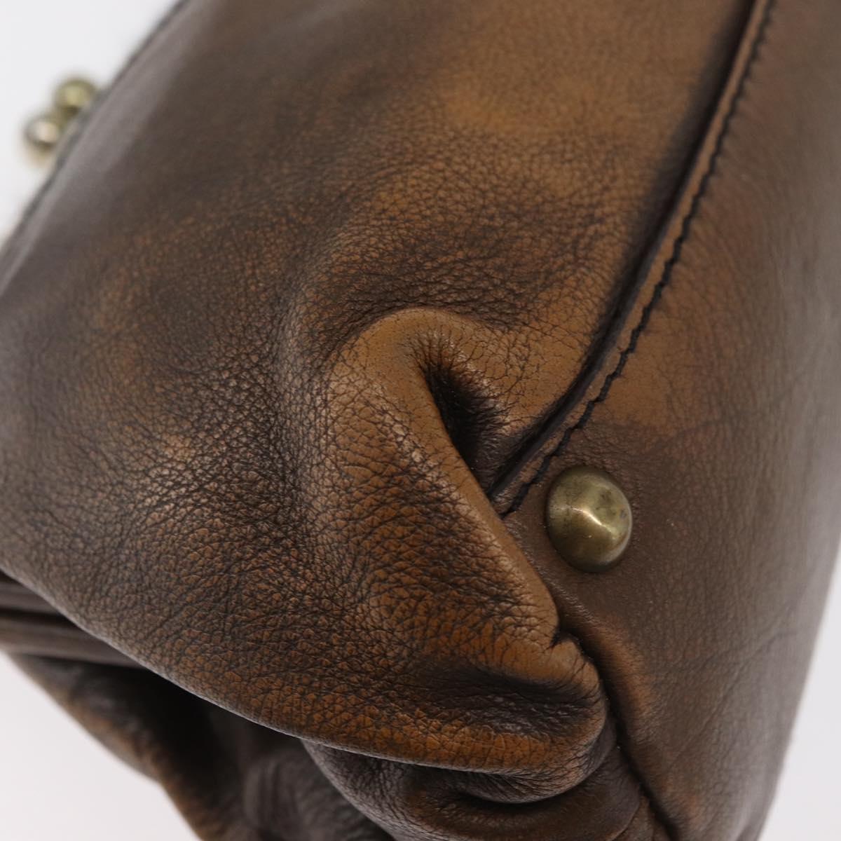Miu Miu Hand Bag Leather Brown Silver Auth 179018V