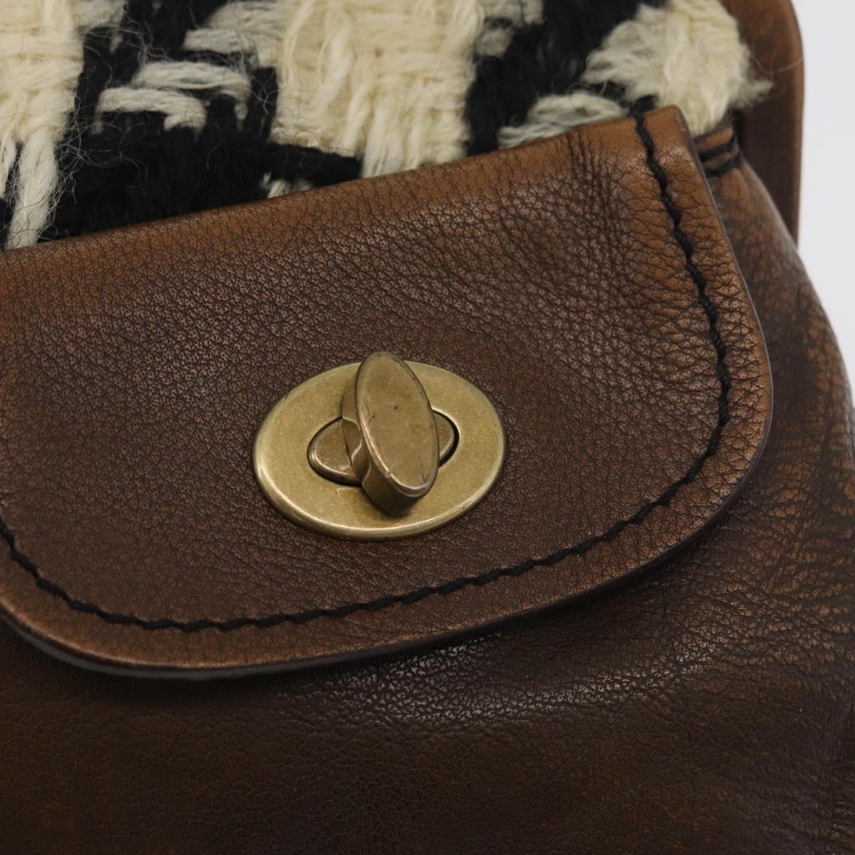 Miu Miu Hand Bag Leather Brown Silver Auth 179018V