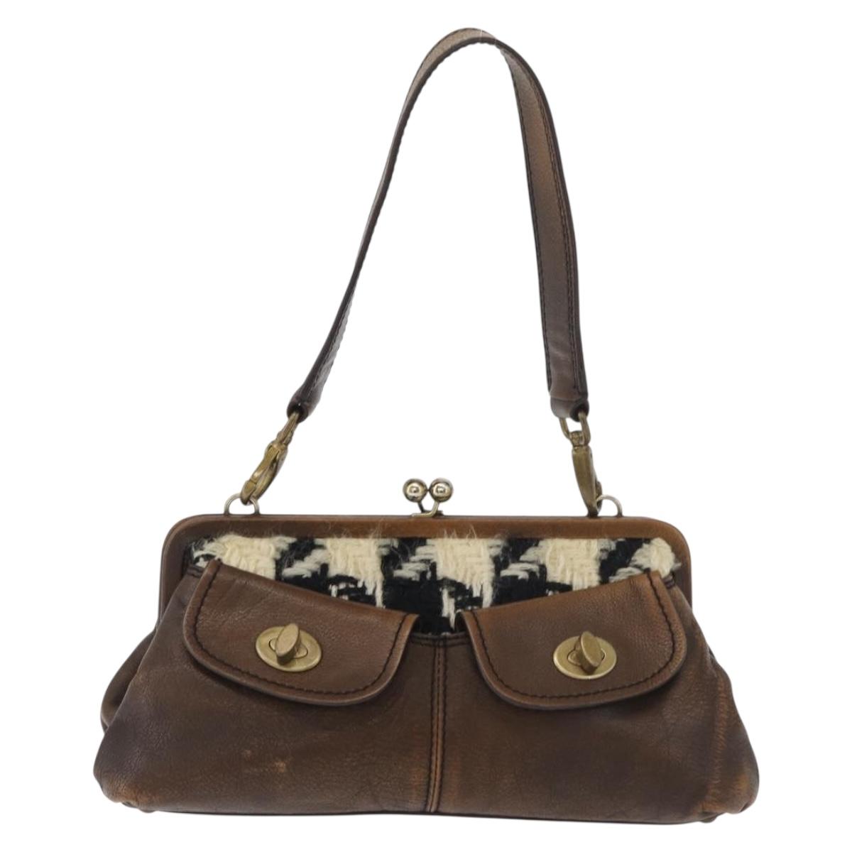Miu Miu Hand Bag Leather Brown Silver Auth 179018V