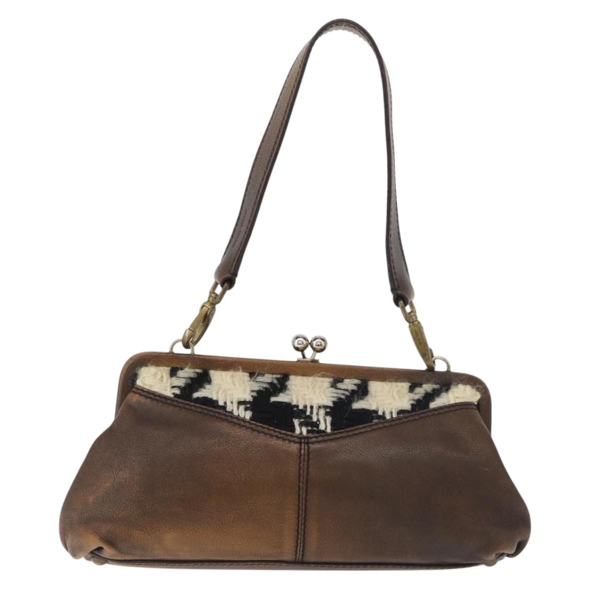 Miu Miu Hand Bag Leather Brown Silver Auth 179018V